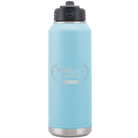 Personalized light blue 32 oz vacuum insulated water bottle with 'Family est' design