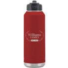 Personalized maroon 32 oz vacuum insulated water bottle with 'Family est' design