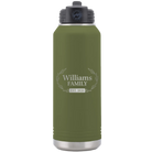 Personalized olive green 32 oz vacuum insulated water bottle with 'Family est' design