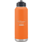 Personalized orange 32 oz vacuum insulated water bottle with 'Family est' design