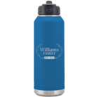 Personalized royal blue 32 oz vacuum insulated water bottle with 'Family est' design