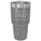 Personalized dark gray 30 oz vacuum insulated tumbler with 'Dad Est2' design