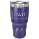 Personalized purple 30 oz vacuum insulated tumbler with 'Dad Est2' design