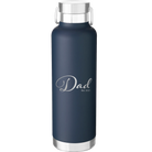 Personalized navy 24 oz vacuum insulated water bottle with 'Dad Est' design