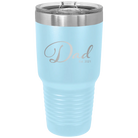 Personalized light blue 30 oz vacuum insulated tumbler with 'Dad Est' design