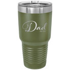Personalized olive green 30 oz vacuum insulated tumbler with 'Dad Est' design
