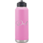 Personalized light purple 32 oz vacuum insulated water bottle with 'Dad Est' design