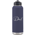 Personalized navy 32 oz vacuum insulated water bottle with 'Dad Est' design