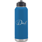 Personalized royal blue 32 oz vacuum insulated water bottle with 'Dad Est' design