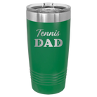 Laser etched green 20 oz vacuum insulated tumbler with 'Tennis Dad2' design