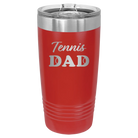 Laser etched red 20 oz vacuum insulated tumbler with 'Tennis Dad2' design