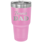 Laser etched light purple 30 oz vacuum insulated tumbler with 'Tennis Dad2' design
