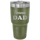 Laser etched olive green 30 oz vacuum insulated tumbler with 'Tennis Dad2' design
