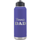 Laser etched purple 32 oz vacuum insulated water bottle with 'Tennis Dad2' design