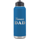 Laser etched royal blue 32 oz vacuum insulated water bottle with 'Tennis Dad2' design