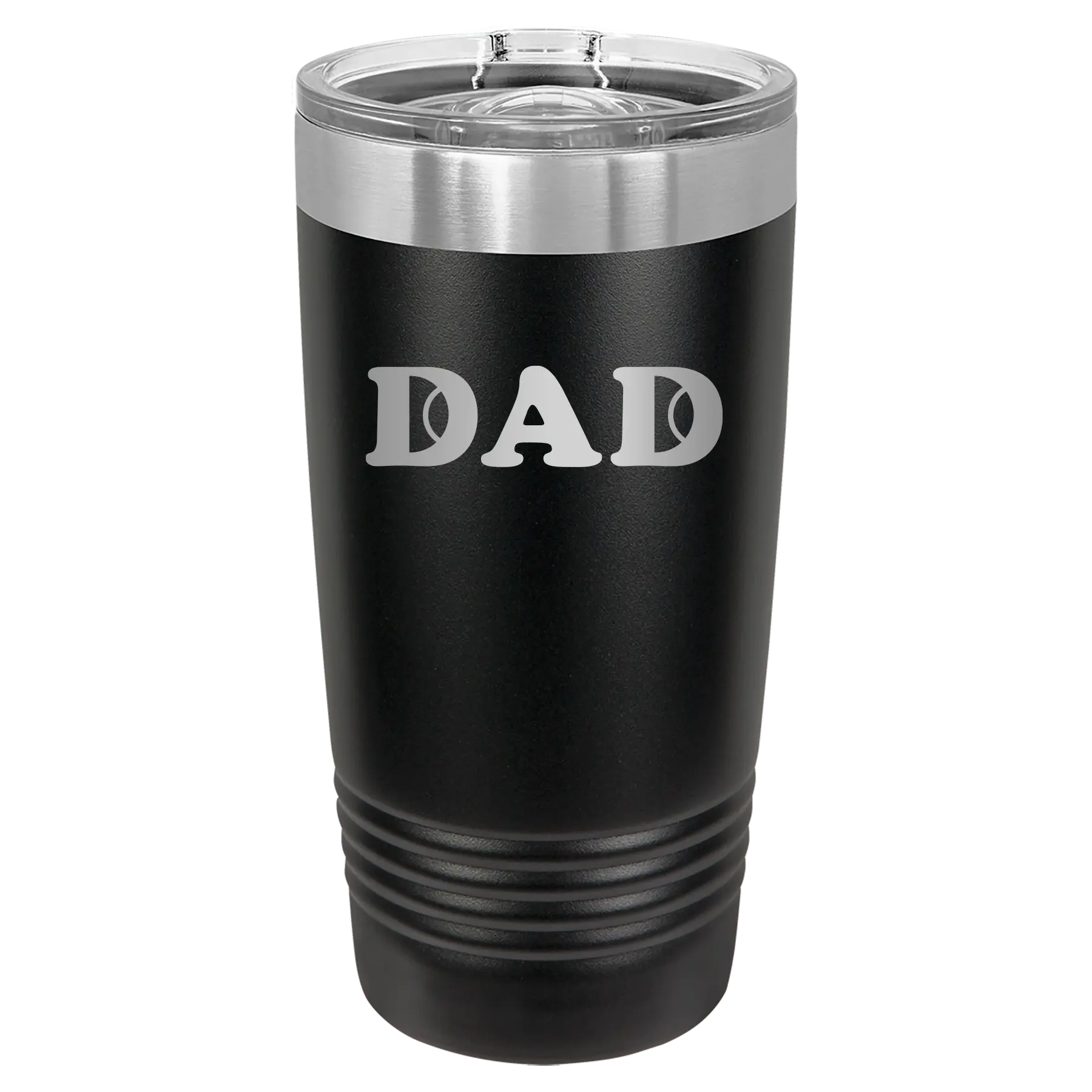 Laser etched black 20 oz vacuum insulated tumbler with 'Tennis Dad' design