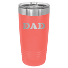 Laser etched coral 20 oz vacuum insulated tumbler with 'Tennis Dad' design