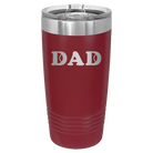 Laser etched maroon 20 oz vacuum insulated tumbler with 'Tennis Dad' design