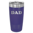 Laser etched purple 20 oz vacuum insulated tumbler with 'Tennis Dad' design