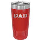 Laser etched red 20 oz vacuum insulated tumbler with 'Tennis Dad' design