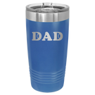 Laser etched royal blue 20 oz vacuum insulated tumbler with 'Tennis Dad' design