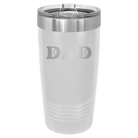 Laser etched white 20 oz vacuum insulated tumbler with 'Tennis Dad' design