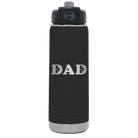 Laser etched black 20 oz vacuum insulated water bottle with 'Tennis Dad' design