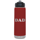 Laser etched maroon 20 oz vacuum insulated water bottle with 'Tennis Dad' design