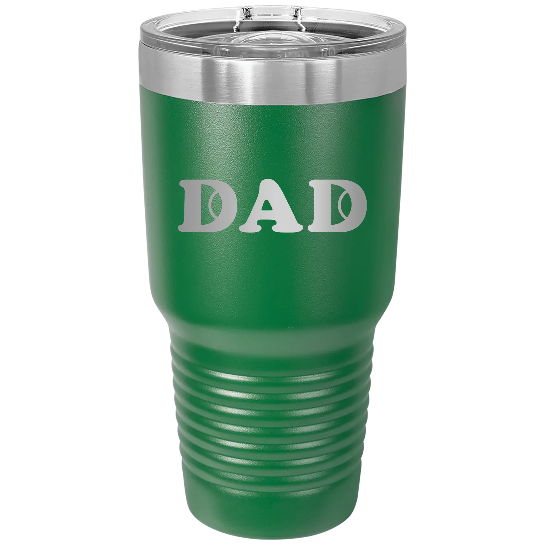Laser etched green 30 oz vacuum insulated tumbler with 'Tennis Dad' design