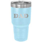 Laser etched light blue 30 oz vacuum insulated tumbler with 'Tennis Dad' design