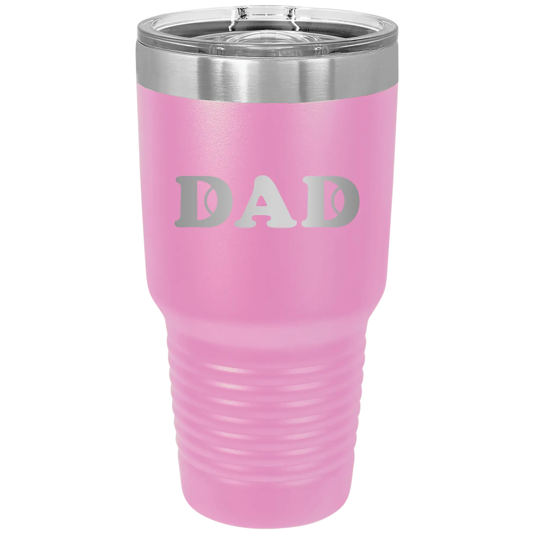 Laser etched light purple 30 oz vacuum insulated tumbler with 'Tennis Dad' design