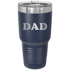 Laser etched navy 30 oz vacuum insulated tumbler with 'Tennis Dad' design