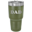 Laser etched olive green 30 oz vacuum insulated tumbler with 'Tennis Dad' design