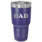 Laser etched purple 30 oz vacuum insulated tumbler with 'Tennis Dad' design