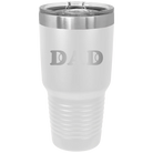 Laser etched white 30 oz vacuum insulated tumbler with 'Tennis Dad' design