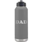 Laser etched dark gray 32 oz vacuum insulated water bottle with 'Tennis Dad' design