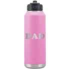 Laser etched light purple 32 oz vacuum insulated water bottle with 'Tennis Dad' design