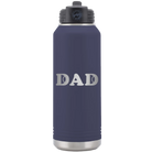 Laser etched navy 32 oz vacuum insulated water bottle with 'Tennis Dad' design