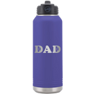 Laser etched purple 32 oz vacuum insulated water bottle with 'Tennis Dad' design