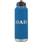 Laser etched royal blue 32 oz vacuum insulated water bottle with 'Tennis Dad' design