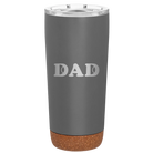 Laser etched storm gray 20 oz vacuum insulated tumbler with 'Tennis Dad' design