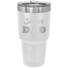 Laser etched white 30 oz vacuum insulated tumbler with 'Soccer Dad2' design