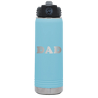Laser etched light blue 20 oz vacuum insulated water bottle with 'Soccer Dad' design