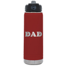 Laser etched maroon 20 oz vacuum insulated water bottle with 'Soccer Dad' design