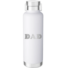 Laser etched white 24 oz vacuum insulated water bottle with 'Soccer Dad' design