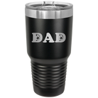 Laser etched black 30 oz vacuum insulated tumbler with 'Soccer Dad' design