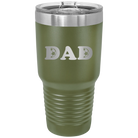 Laser etched olive green 30 oz vacuum insulated tumbler with 'Soccer Dad' design