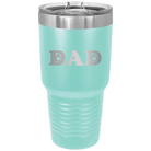 Laser etched teal 30 oz vacuum insulated tumbler with 'Soccer Dad' design