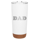 Laser etched white 20 oz vacuum insulated tumbler with 'Soccer Dad' design