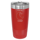 Personalized red 20 oz vacuum insulated tumbler with 'Love You To the Moon' design
